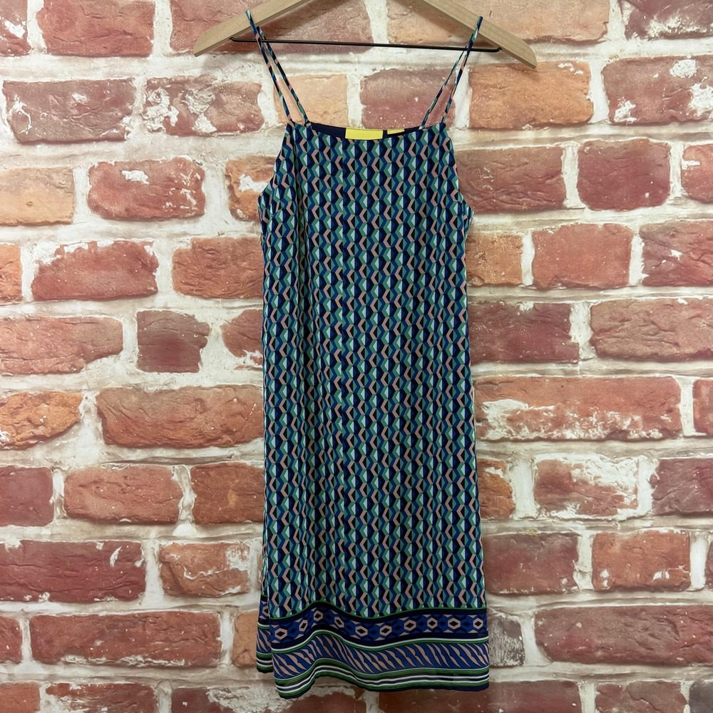 Anthropologie Maeve Dress Womens Extra Small Multicolor Boho Abstract 100% Silk